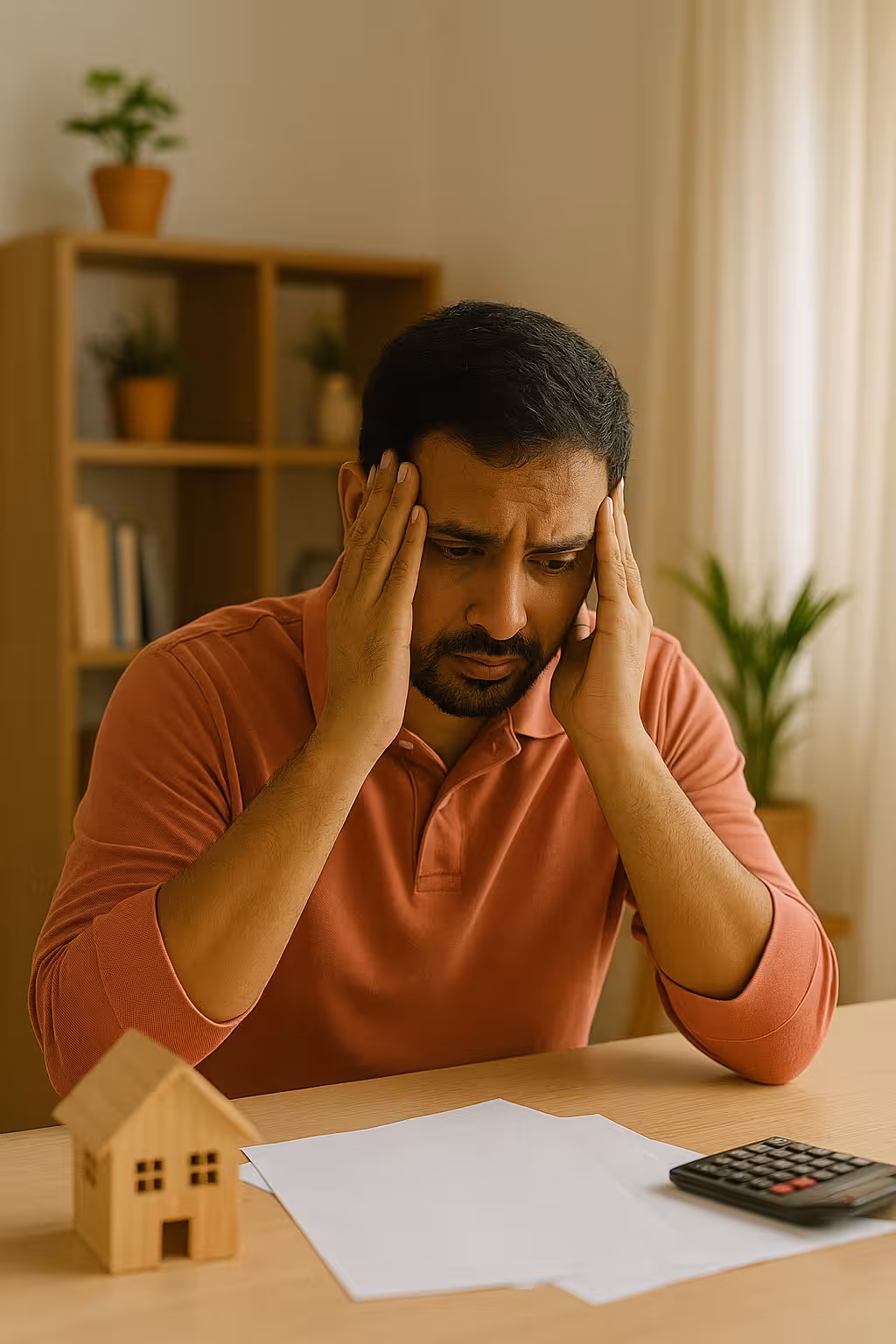 Indian man calculating EMI costs - loan calculator